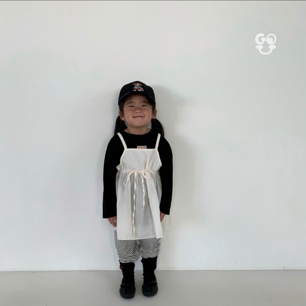 【GO.U】エアリーレイヤードワンピース black 90〜140cm 240207go - 4
