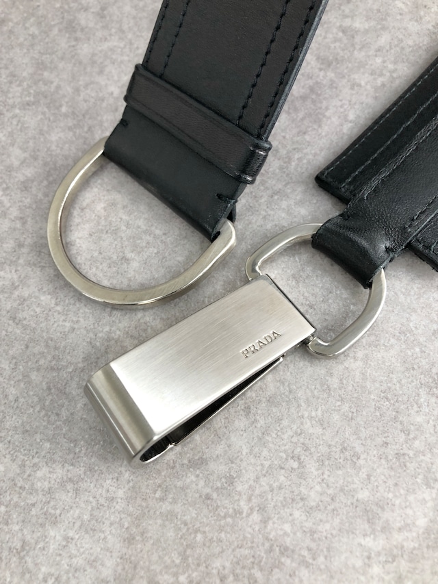 PRADA プラダ ベルト ブラック ロゴ レザー メタルバックル vintage ヴィンテージ オールド mverzc