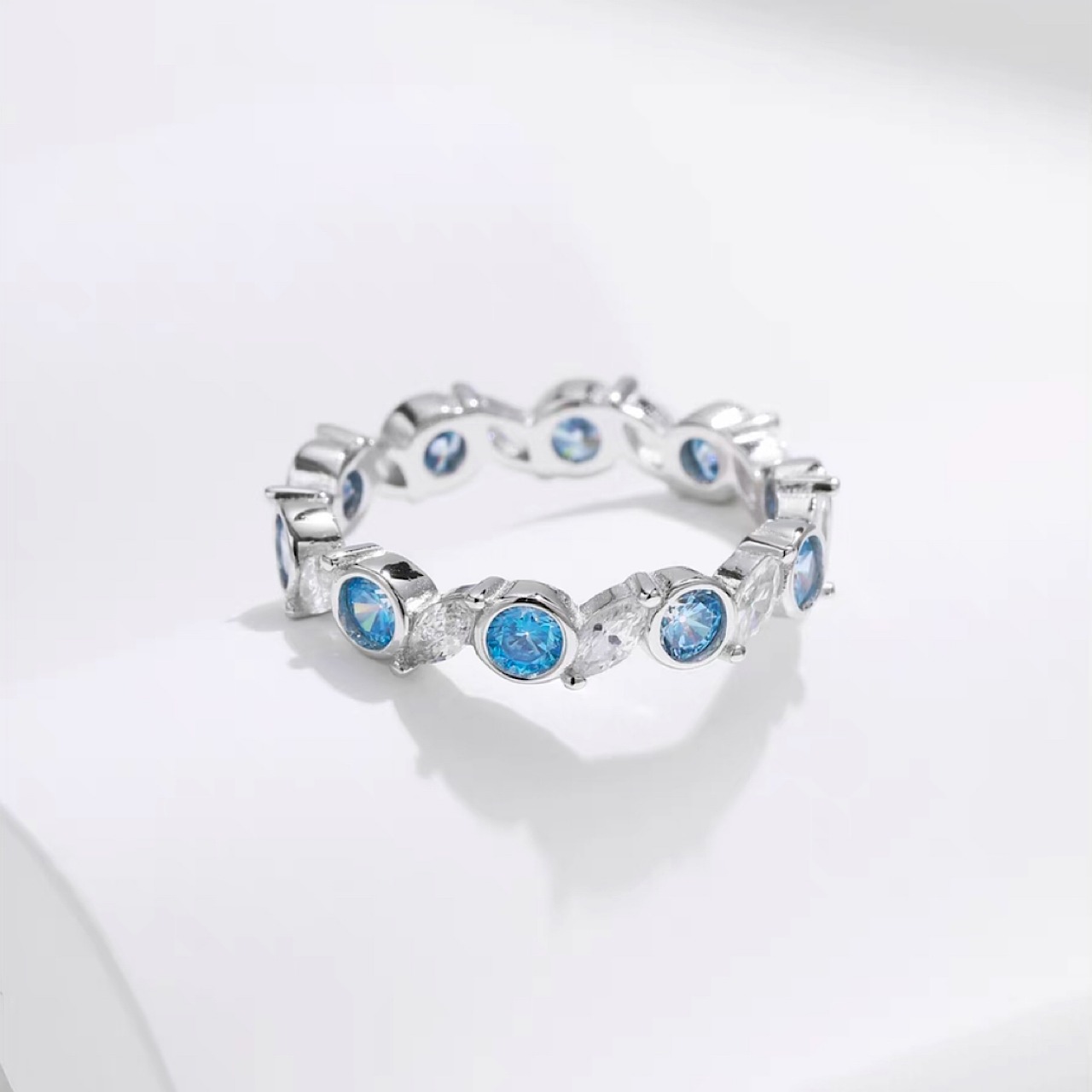 指輪 おしゃれ ブルー ダイヤモンド シルバー リング - 4