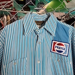 80s USA製 PEPSI ストライプワークシャツ 企業 ペプシ