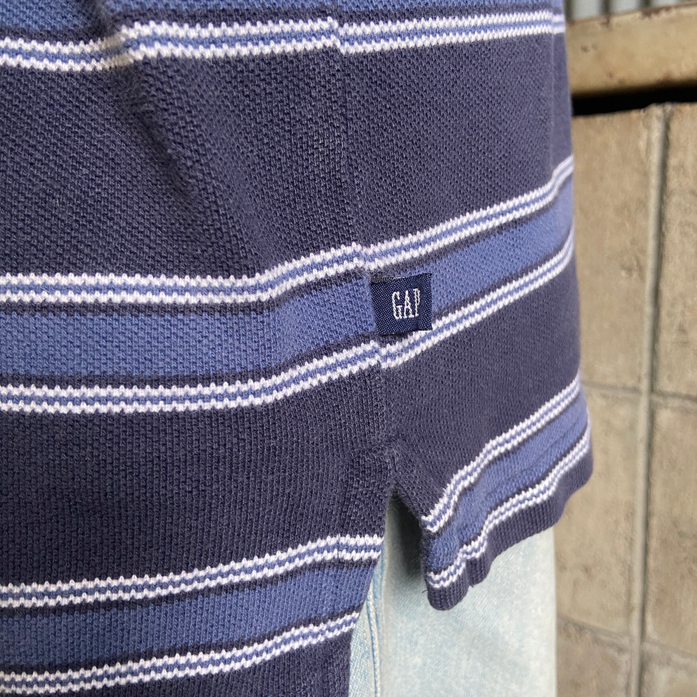 90年代 OLD GAP オールドギャップ 鹿の子 ボーダー ポロシャツ メンズL