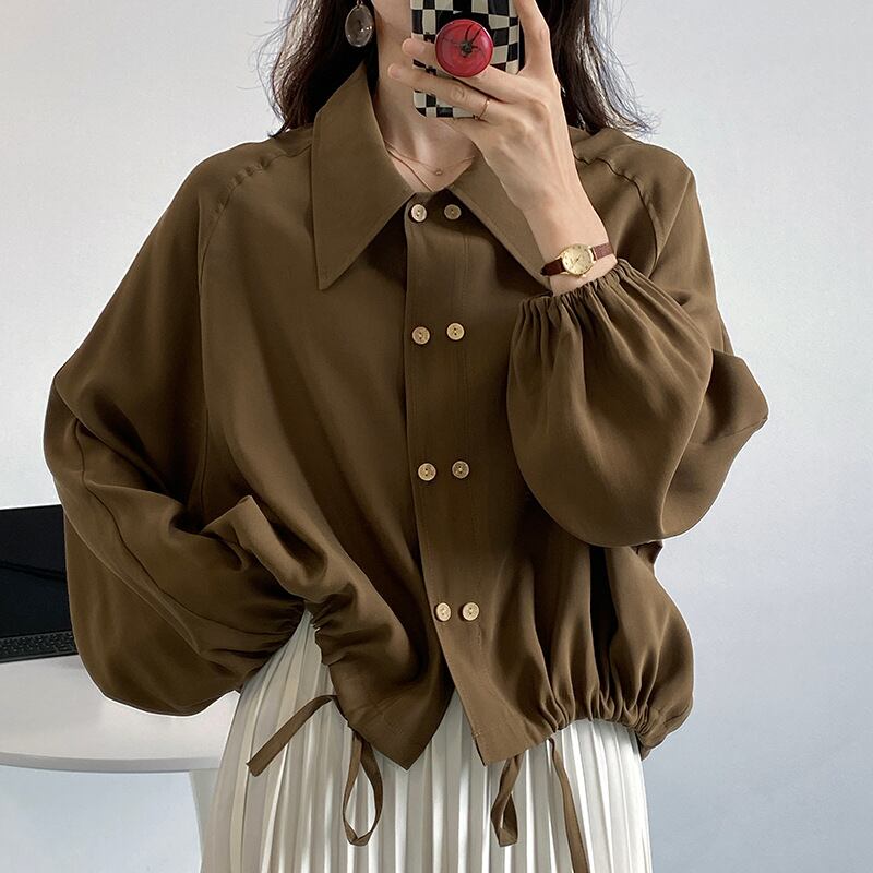 ダブルボタンシャツブラウス Raycia