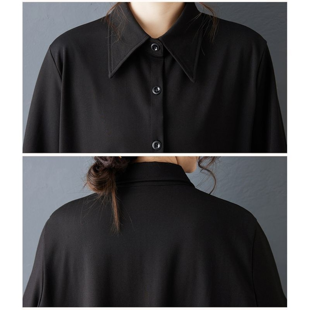 ブラック 裾レース ワンピース  00057