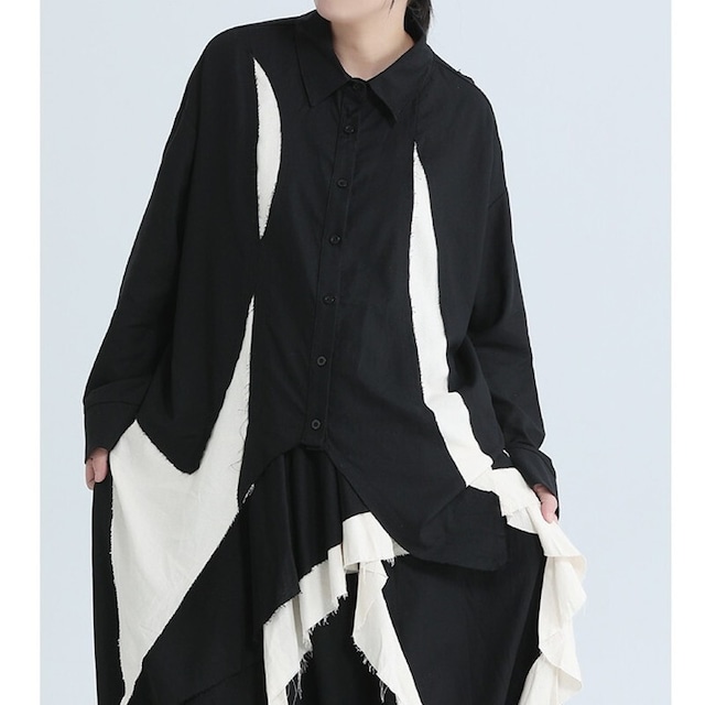 Ruffle Cut-Off Collared Shirt【TR3126】