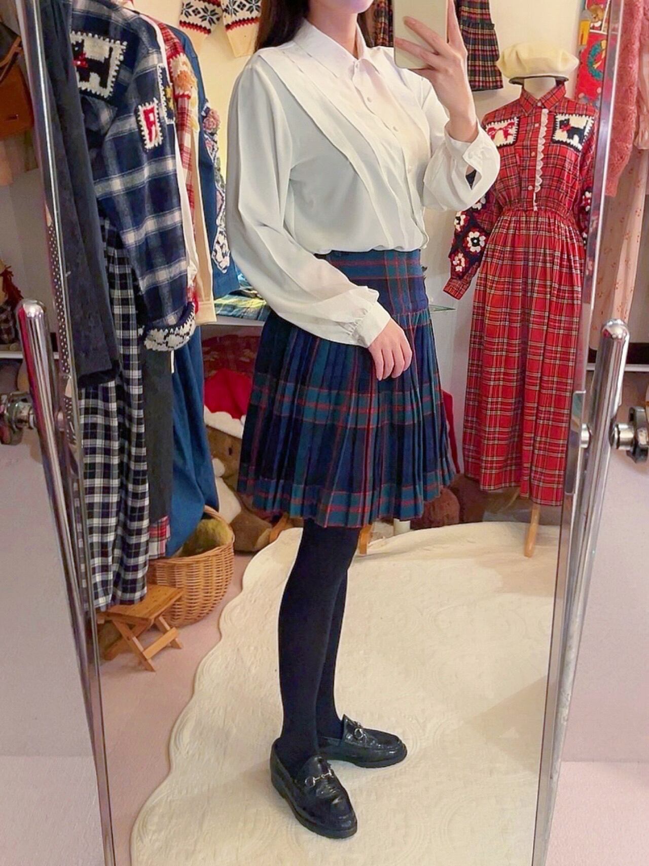 shoulder tuck white blouse