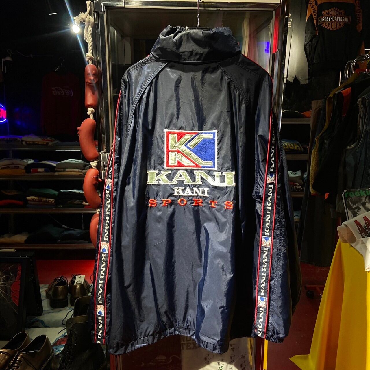 KARL KANI SPORT ナイロンジャケット ネイビー ドローコード カール