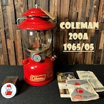 コールマン 200A 1965年5月製造 後期 パテンツペンディング 白枠 ランタン COLEMAN 完全分解製造済み パイレックスグローブ 美品 キャンプ バースデー