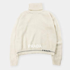 美品 PRADA プラダ 21SS タートルネック カシミヤ ニット セーター P26427 R212 アイボリー系 40 M  / J&NREUSE レディース トップス