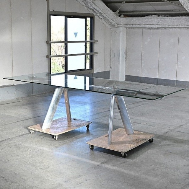 【引取限定】最高級 Roche Bobois「Chronos」171万 ダイニングテーブル Mastro Giusy ガラス エクステンション ロッシュボボア クロノス