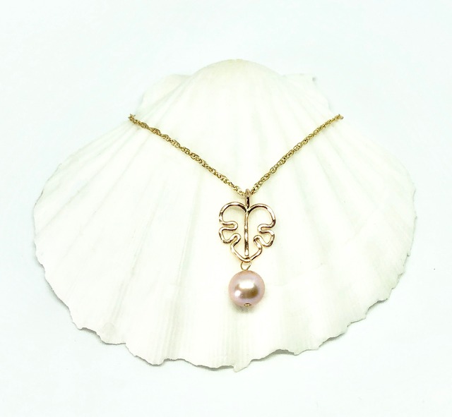 【ネックレス】モンステラ×パール