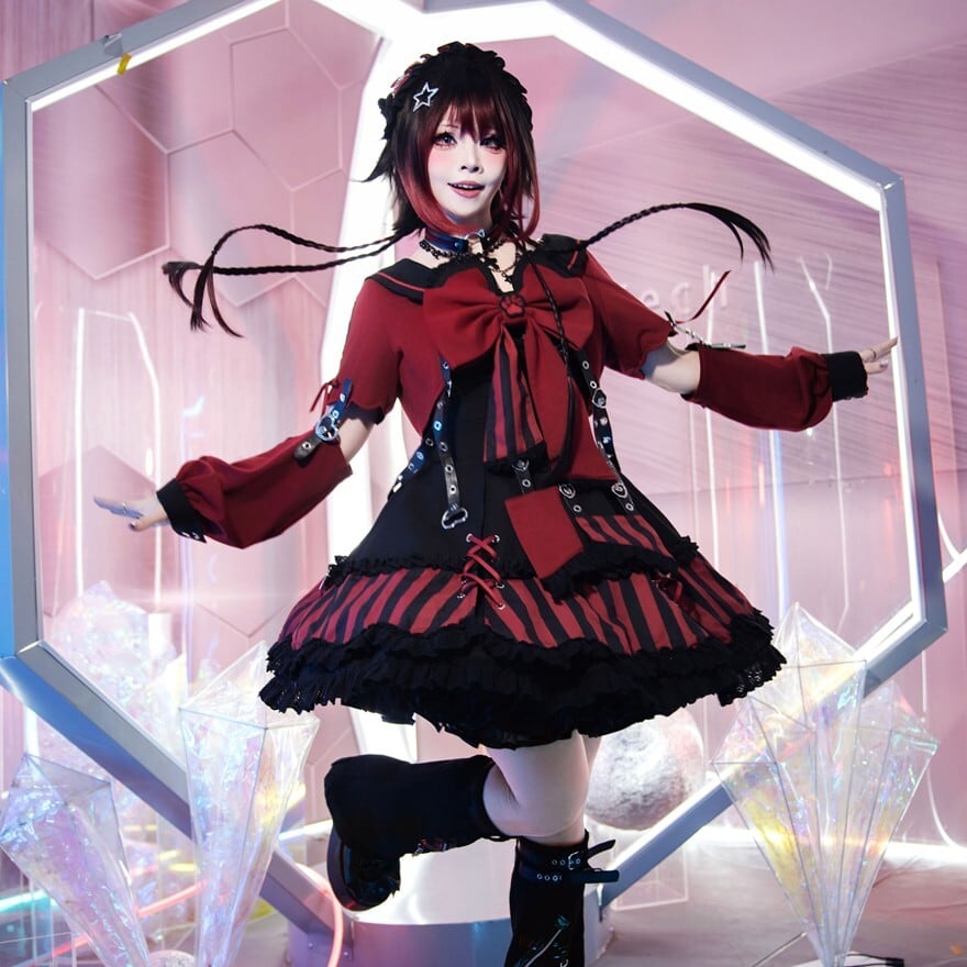 予約商品10月8日まで 出荷11月下旬 ライブ アイドル衣装 フルセット ワンピース ヘッドバンド チョーカー ステージ フェス コンカフェ