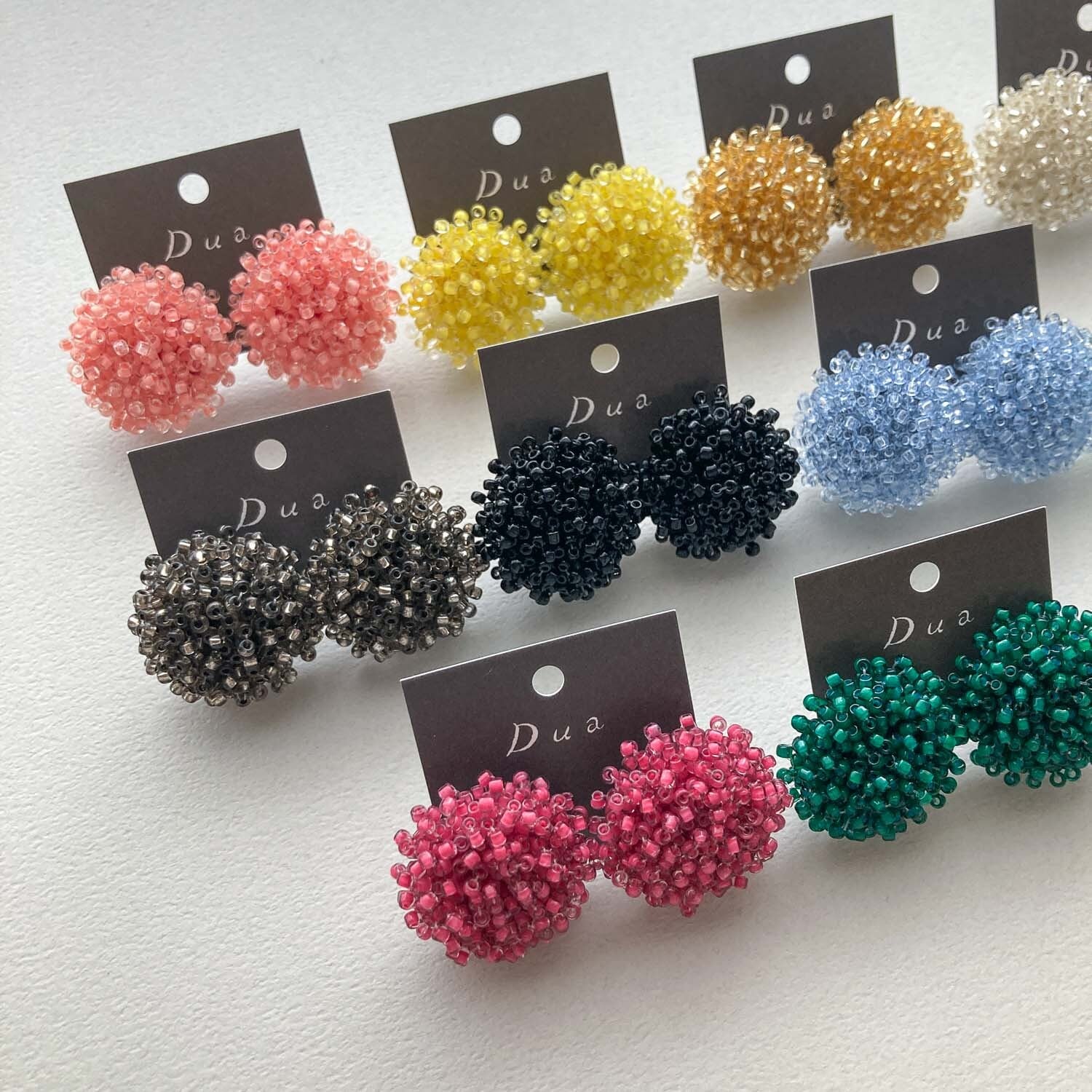 大粒ダブルポイントクォーツピアス　イヤリングに変更可能☺︎ 再入荷〉Duaオリジナル ビーズカボションの〈ピアス/イヤリング〉M