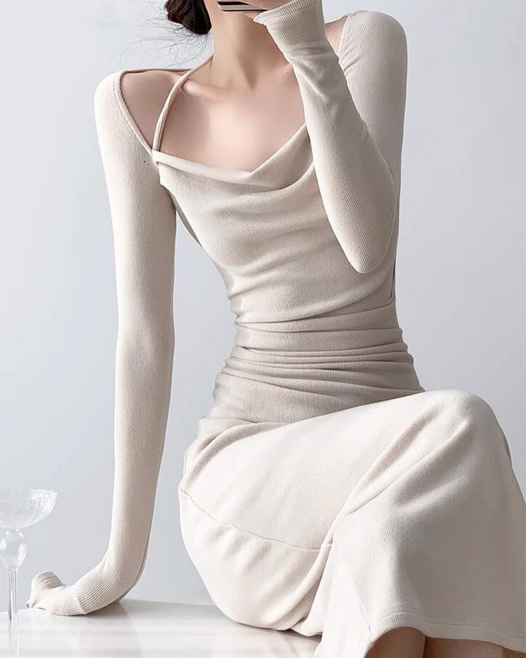 スクエアネックストラップワンピース A24169