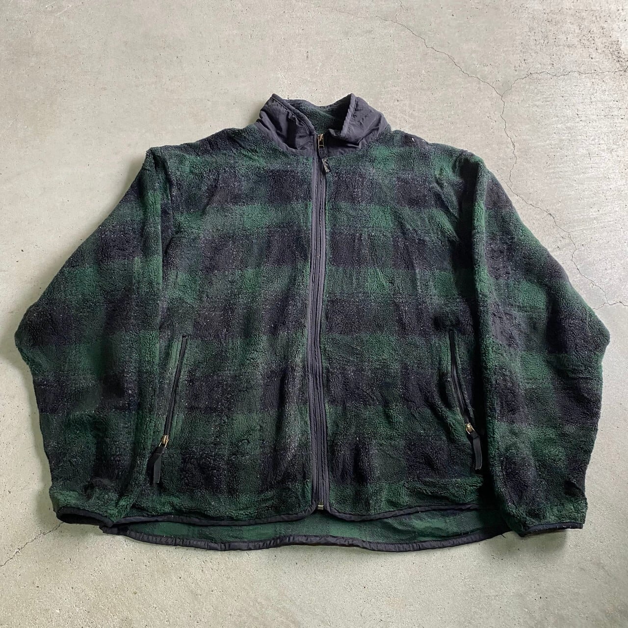 90年代 WOOLRICH ウールリッチ チェック柄 フリースジャケット メンズXL 古着 90s ヴィンテージ ビンテージ グリーン ブラック 緑色  黒【フリースジャケット】【CS2211-40】【CS2301-40】【AN20】 | cave 古着屋【公式】古着通販サイト