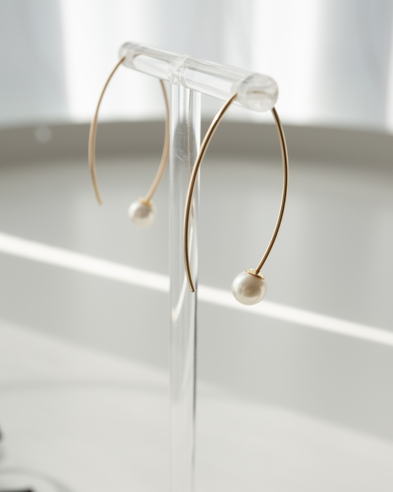 ロングフックピアス-Pearl／K14GF