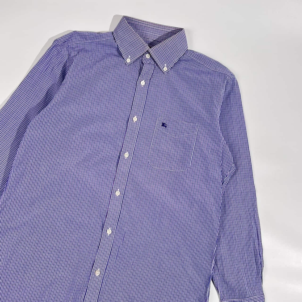 BURBERRY LONDON バーバリー ロンドン チェック BD ボタンダウン 長袖シャツ M/パープル系 メンズ