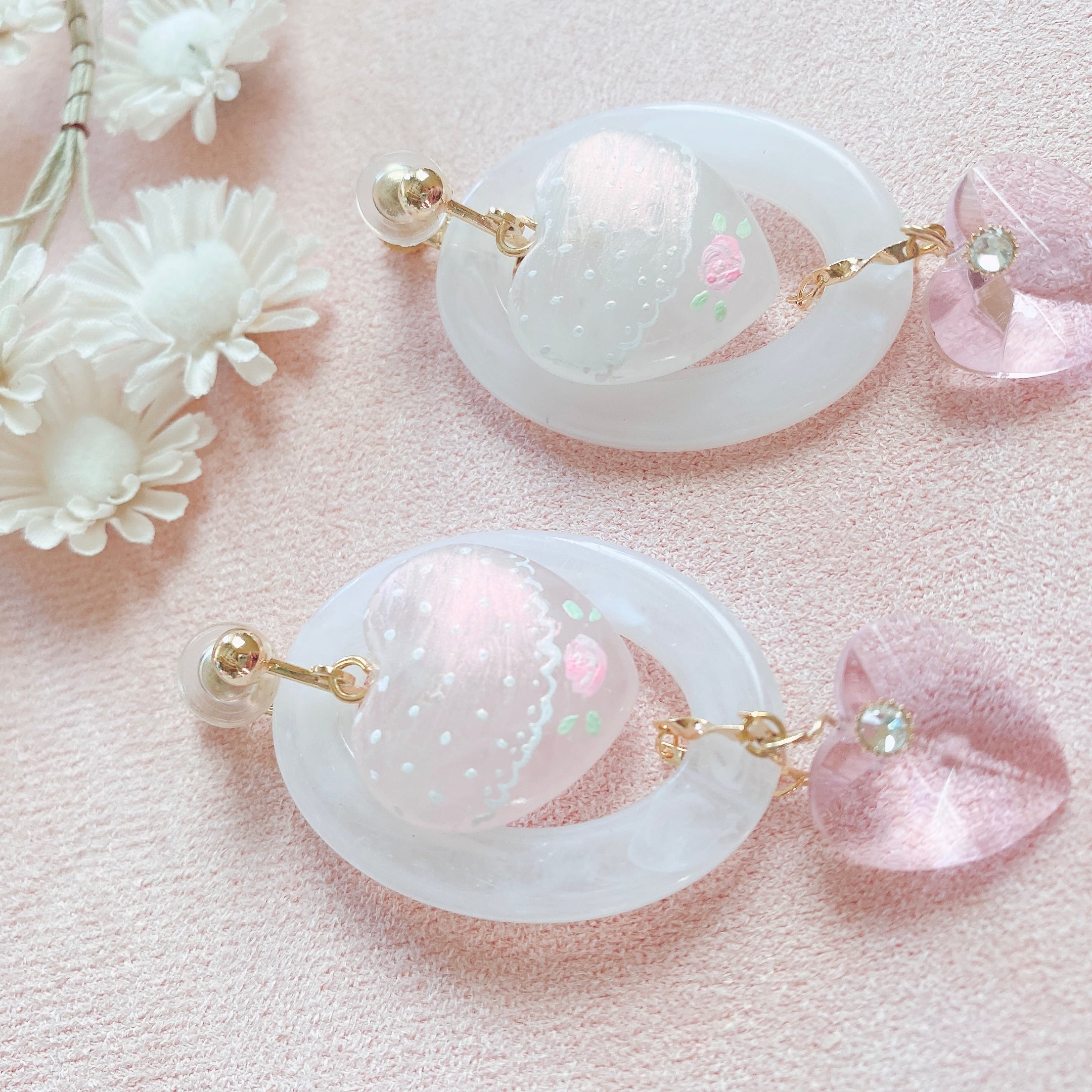 淡雪꙳ ペイント耳飾り(イヤリング）