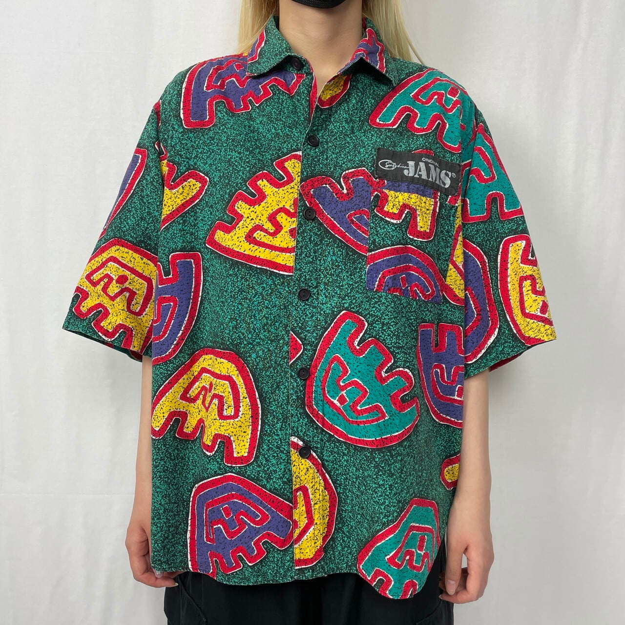 90年代 ORIGINAL JAMS 総柄シャツ メンズL 古着 サーフ 90s 西海岸