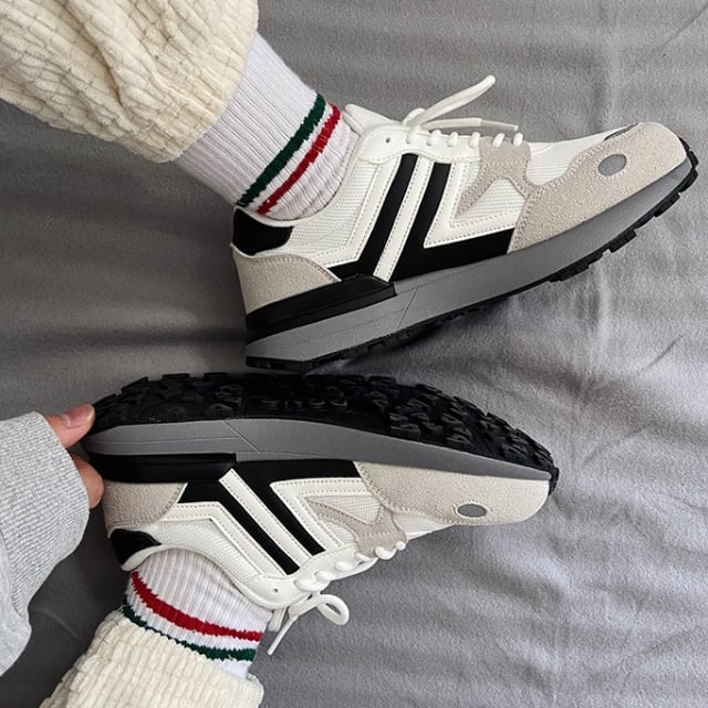 【予約販売】スニーカー 韓国 メンズ スニーカー ユニセックス カレッジ風 厚底 靴 グレー デザイン お洒落 カジュアル ストリート 23cm/23.5cm/24cm/24.5cm/25cm/25.5cm/26cm/26.5cm/27cm