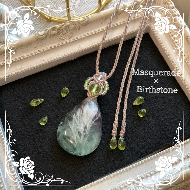 ma_ma_penguin様ご予約品☆【8月誕生石】ペリドット×フェザインフローライト ネックレス　Masquerade Birthstone Collection