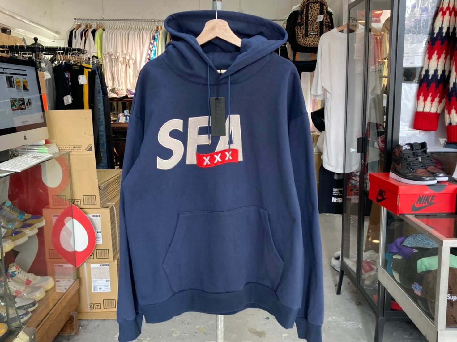 WIND AND SEA × GOD SELECTION XXX WDS HOODIE WDS-XXX-21A-02 XL NAVY  