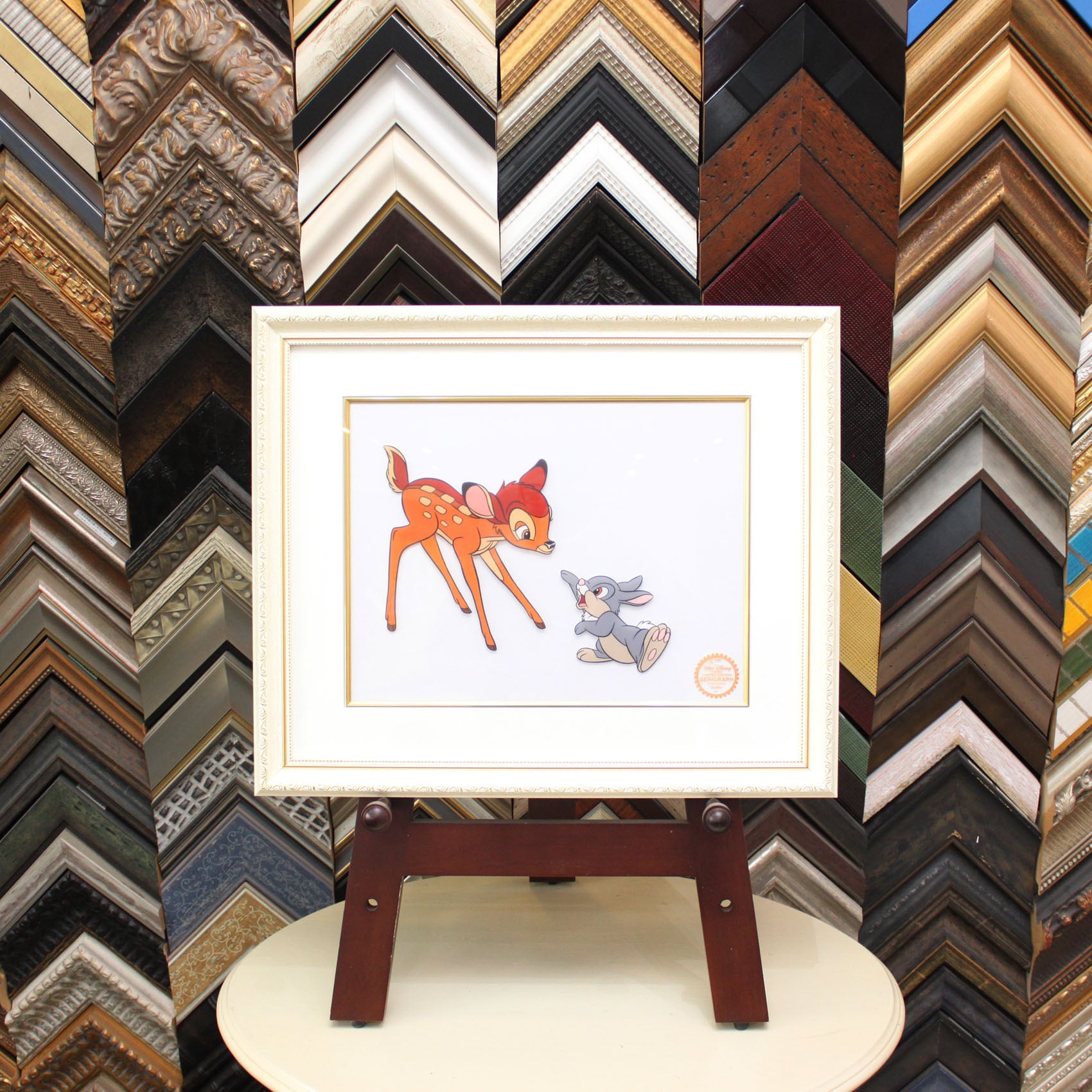 ディズニー セル画「バンビ&とんすけ」額縁2種選択可 展示用フック付