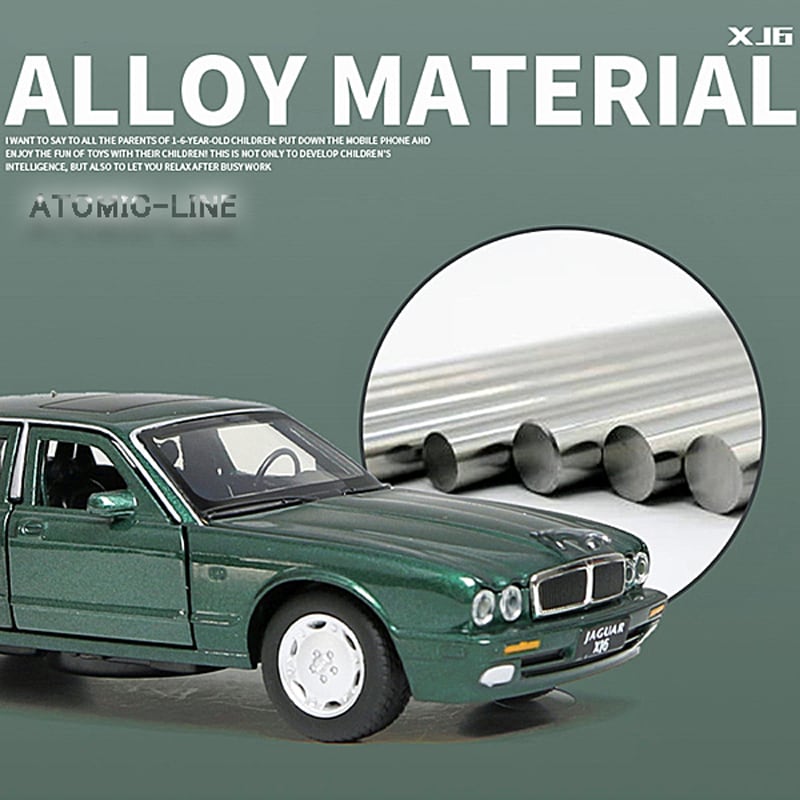 ジャガー XJ6 1/32 ミニカー 全3色 ライト点灯 エンジンサウンド 合金