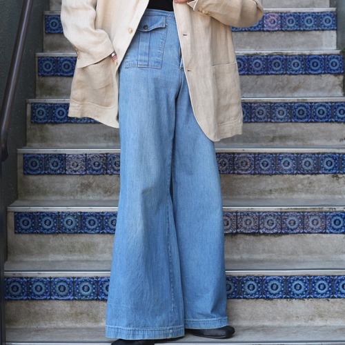 USA VINTAGE nova DESIGN FLARE DENIM PANTS/アメリカ古着デザインフレアデニムパンツ(ブッシュパンツ)