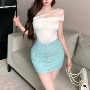 メタルボタンデザインスカート ・14406 メタルボタンデザインスカート ・14406