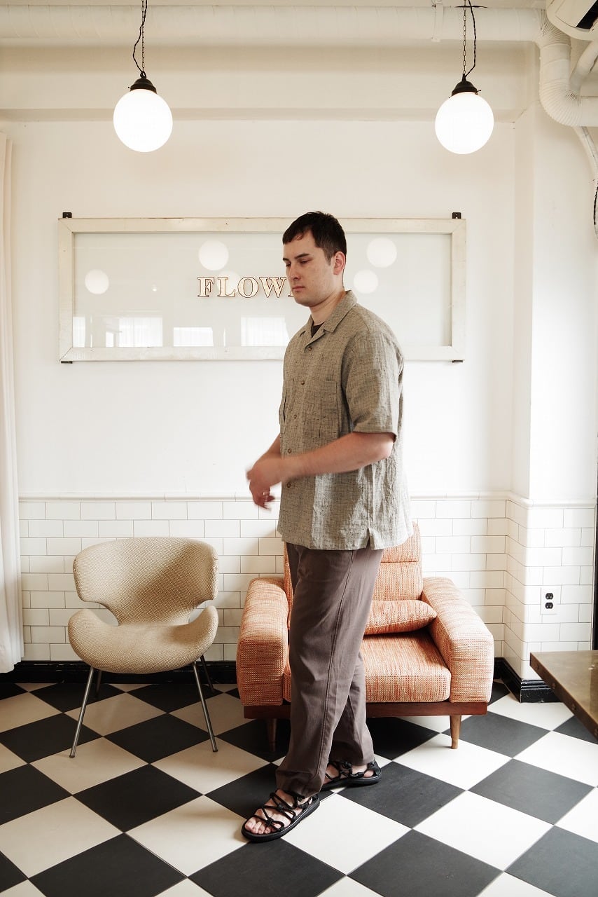 Nepped Check Open Collar Shirt