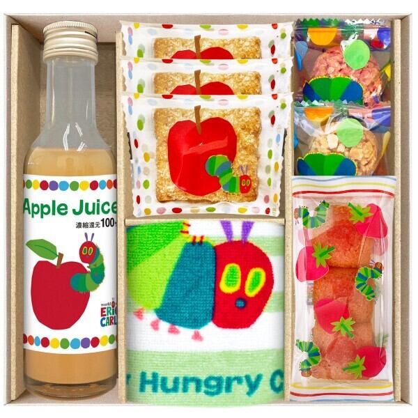 はらぺこあおむし ジュース&スイーツ&タオルセット 焼き菓子 結婚内祝い 新築内祝い 初節句内祝 入学内祝い 出産内祝い プレゼント 内祝い お祝い お祝い返し ギフト 出産祝い お返し 返礼 送料無料 送料込み