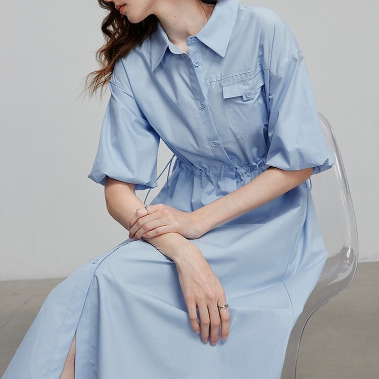Sky Blue Shirt Dress / スカイブルー シャツ ワンピース | SORTIANTE