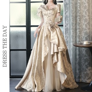 プリーツノットフリルマキシドレス D0179