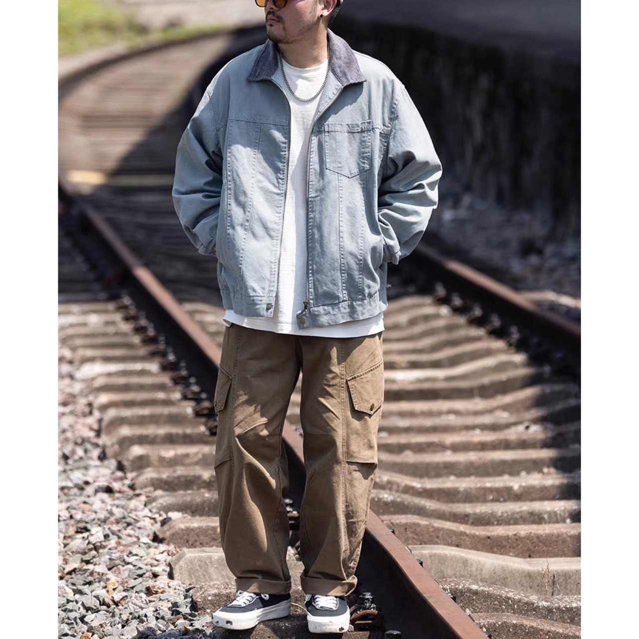 Contrast collar zip work jacket 1334 - 3