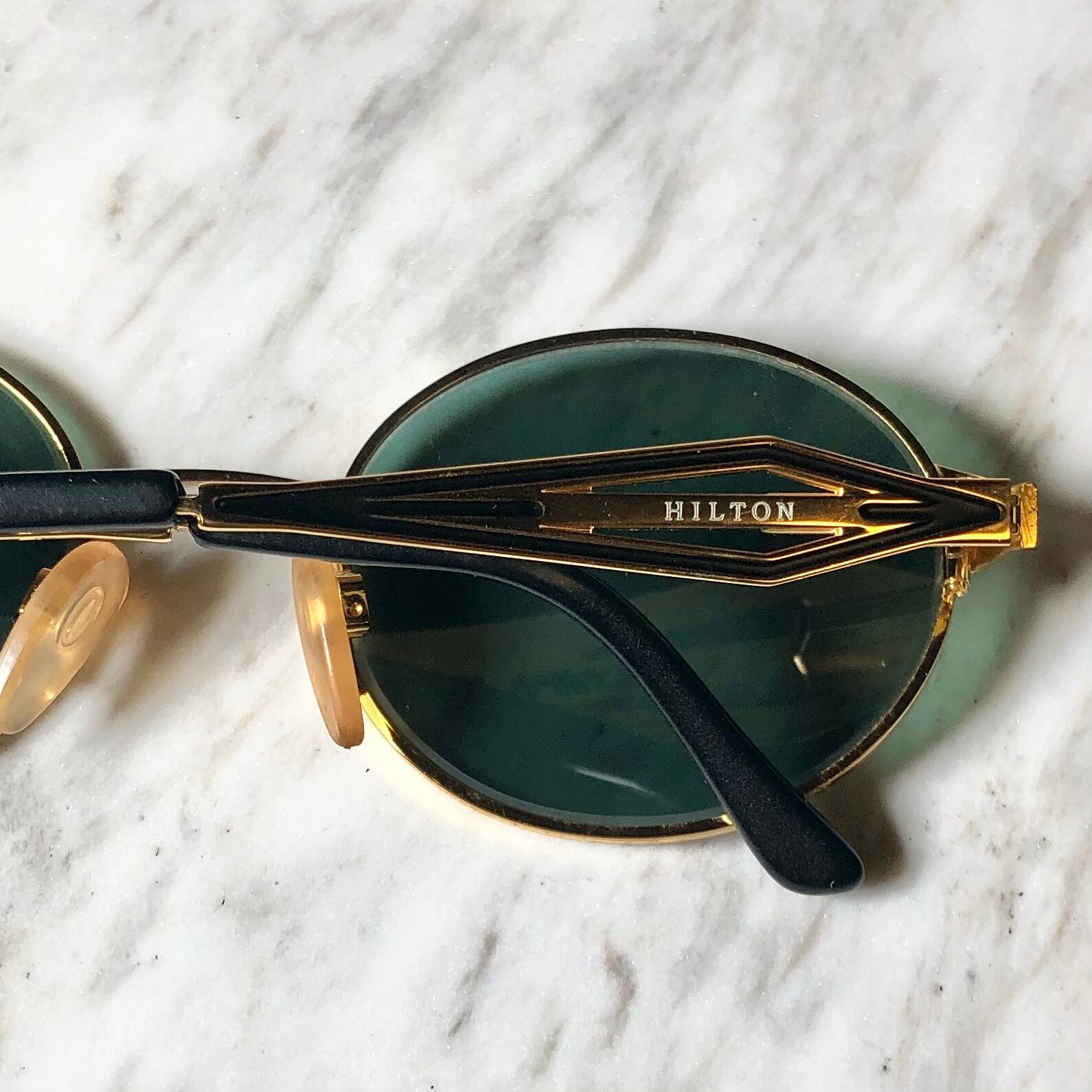 vintage HILTON 22k gold plated×black glasses 
