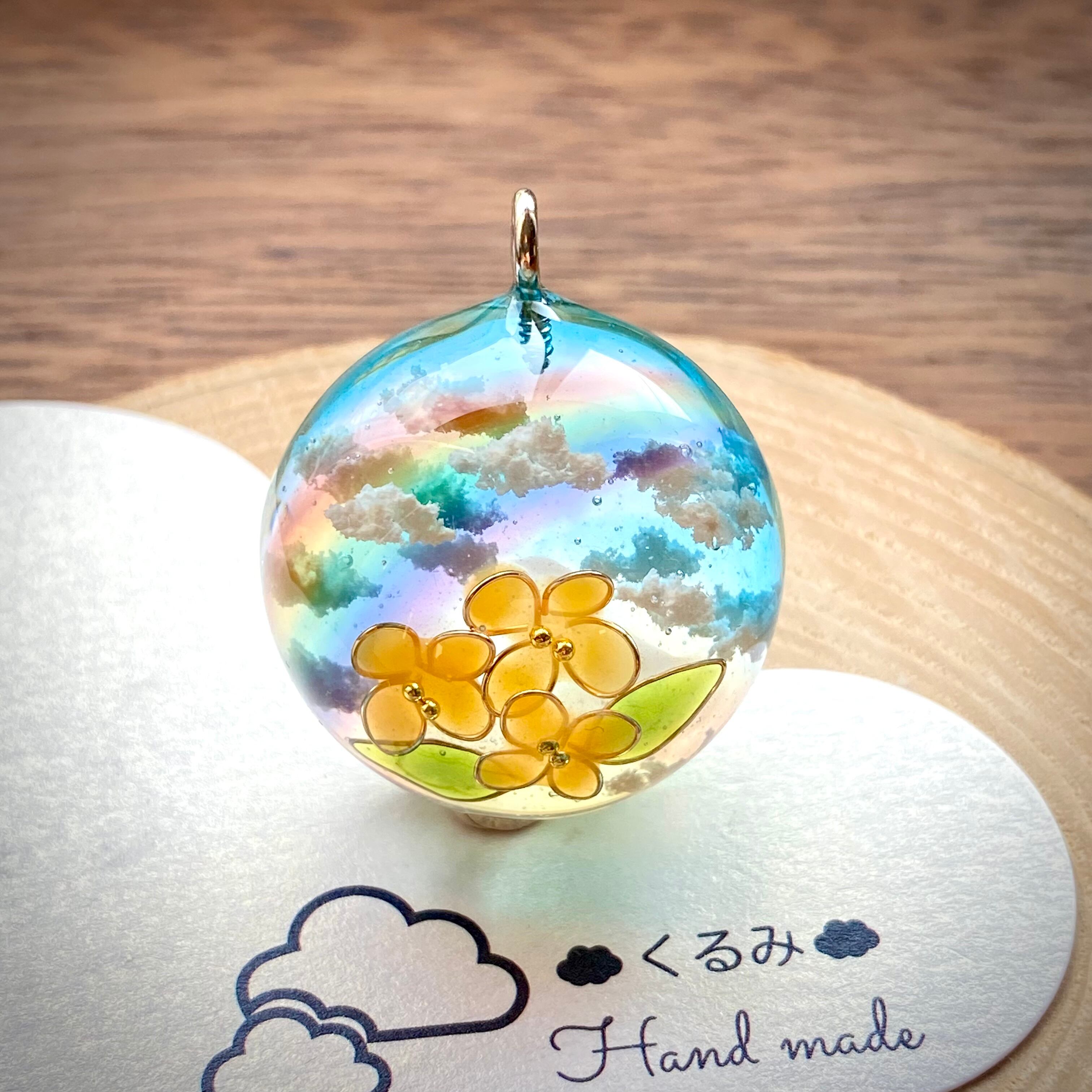 半球の雲レジン 金木犀と虹の空 大きめ 28mm