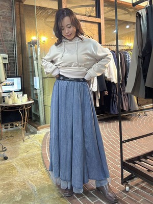 33℃　dn6012002　TTテープ テンセルデニムチュールレイヤード sk (STUP)