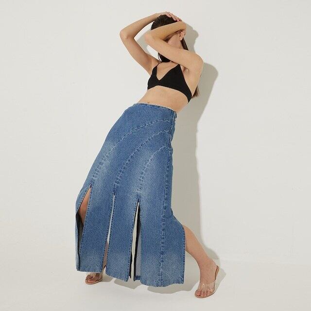 24SS】FRANGANT フランゴン / denim slit skirt | TRENTオンライン  