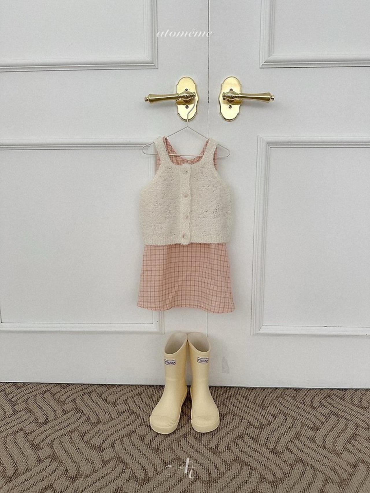 韓国子供服 / Atomeme / 26Autumn / Hey Check One-piece / 秋服 *S~XL*
