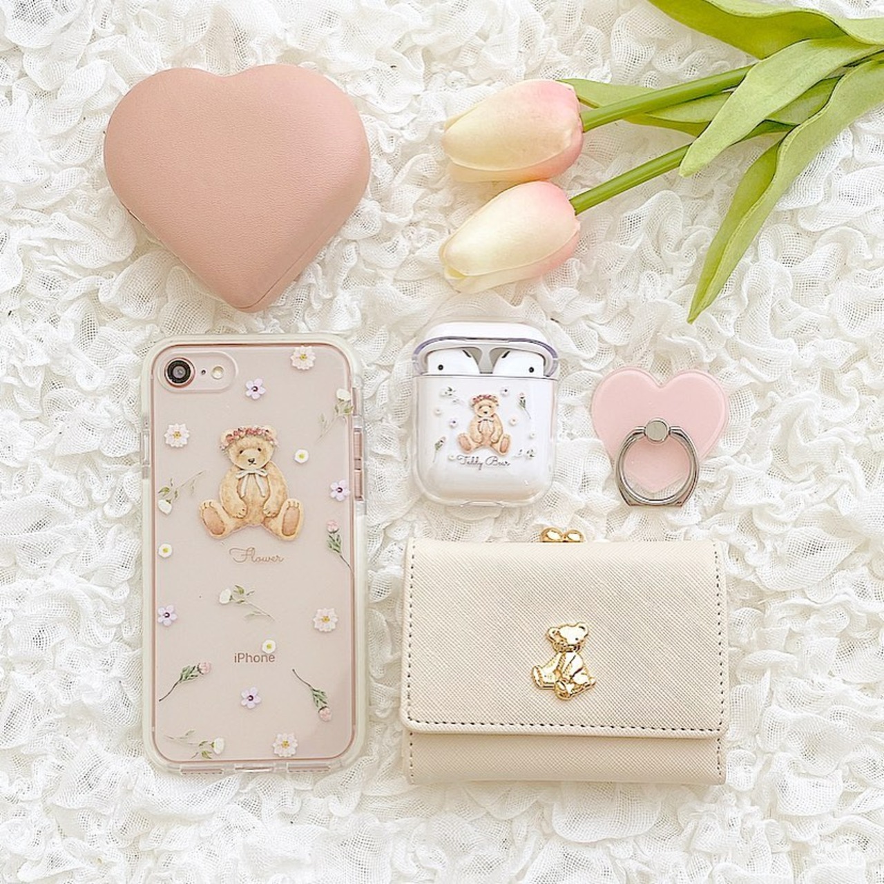 【ネーム入り】Driedflower Bear【Air Podsケース】