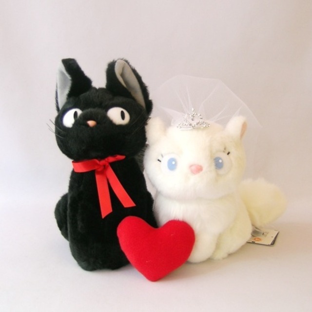 ウェルカムキャット 魔女の宅急便 ジジ リリー ｓサイズ ペアぬいぐるみ ティアラ ハート付き ｗedding ぬいぐるみ Chiko