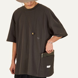 ★EMBROIDERED BOTH SIDE POCKETS LOOSE T-SHIRT　　　A0542