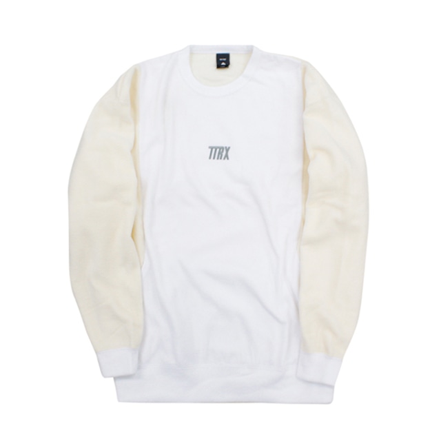 [TREKKIE TRAX × THE TEST] Fleece Crewneck Tops (White)