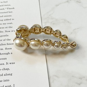 メタルパールバナナクリップレディース ヘアアクセサリー まとめ髪 ヘアアレンジ  w-0290