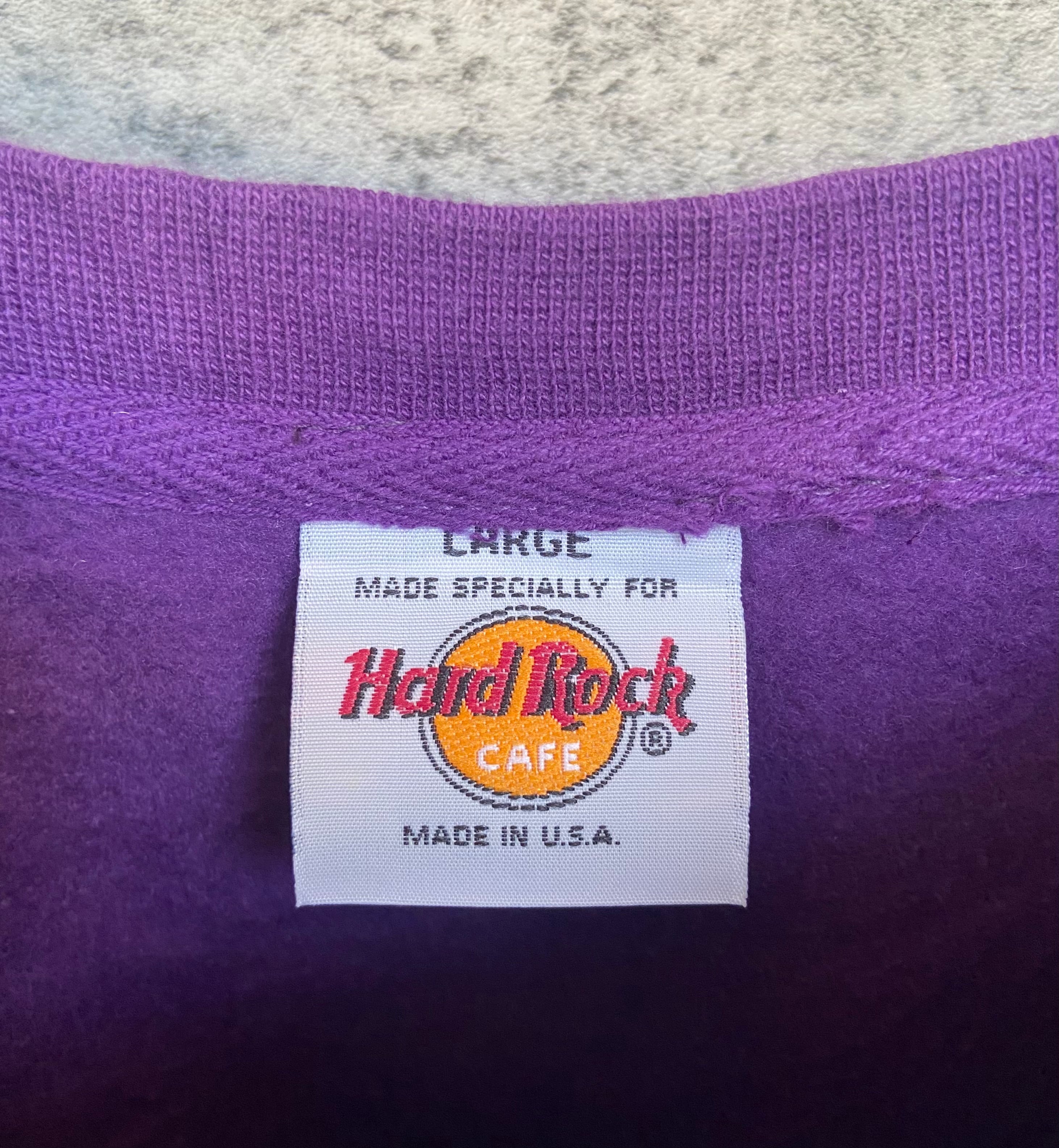 USA製 Hard Rock Cafe/ハードロックカフェ スウェット 刺繍ロゴ 紫 ...