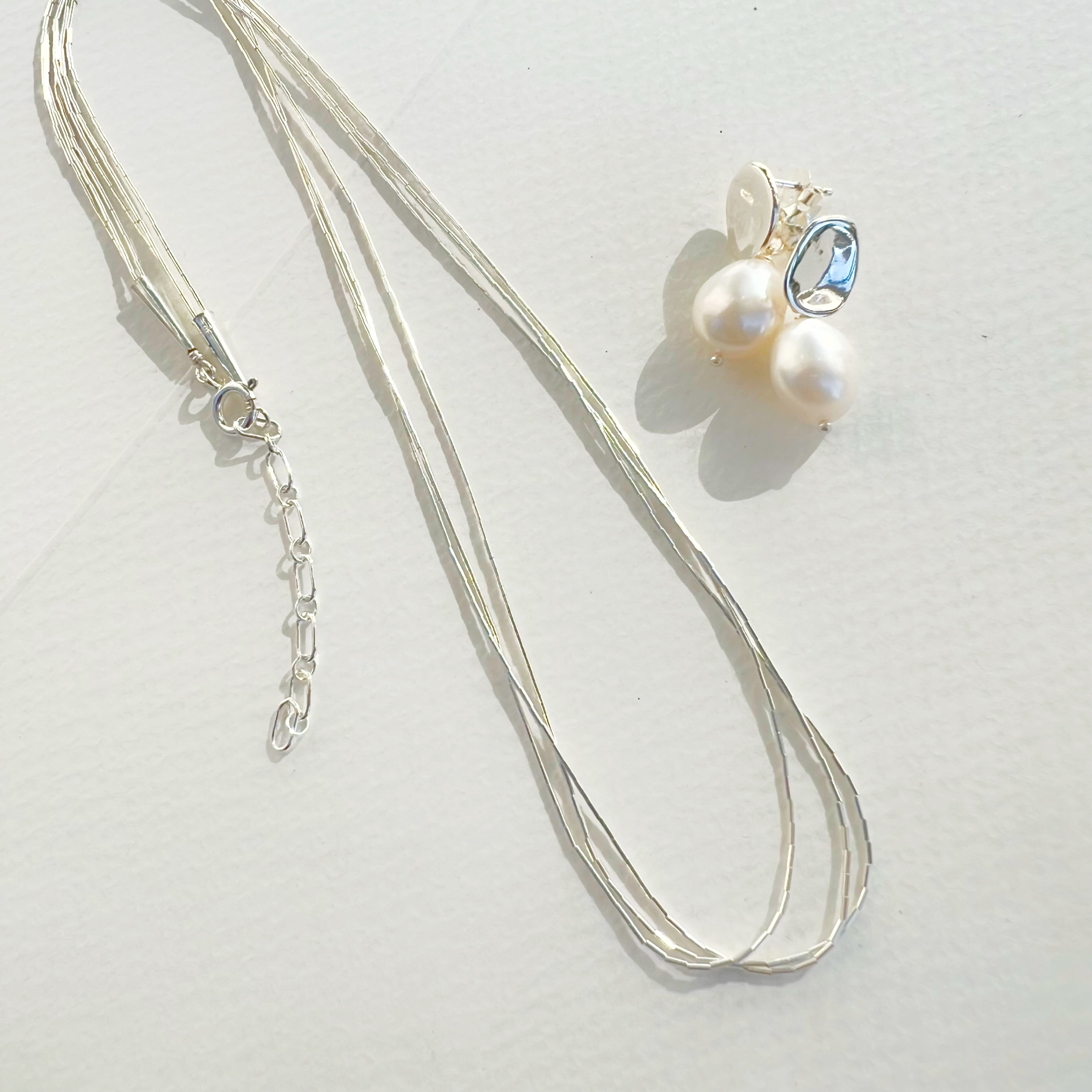 リキッド シルバー ネックレス 3連 50cm+5cm《Indian Jewelry