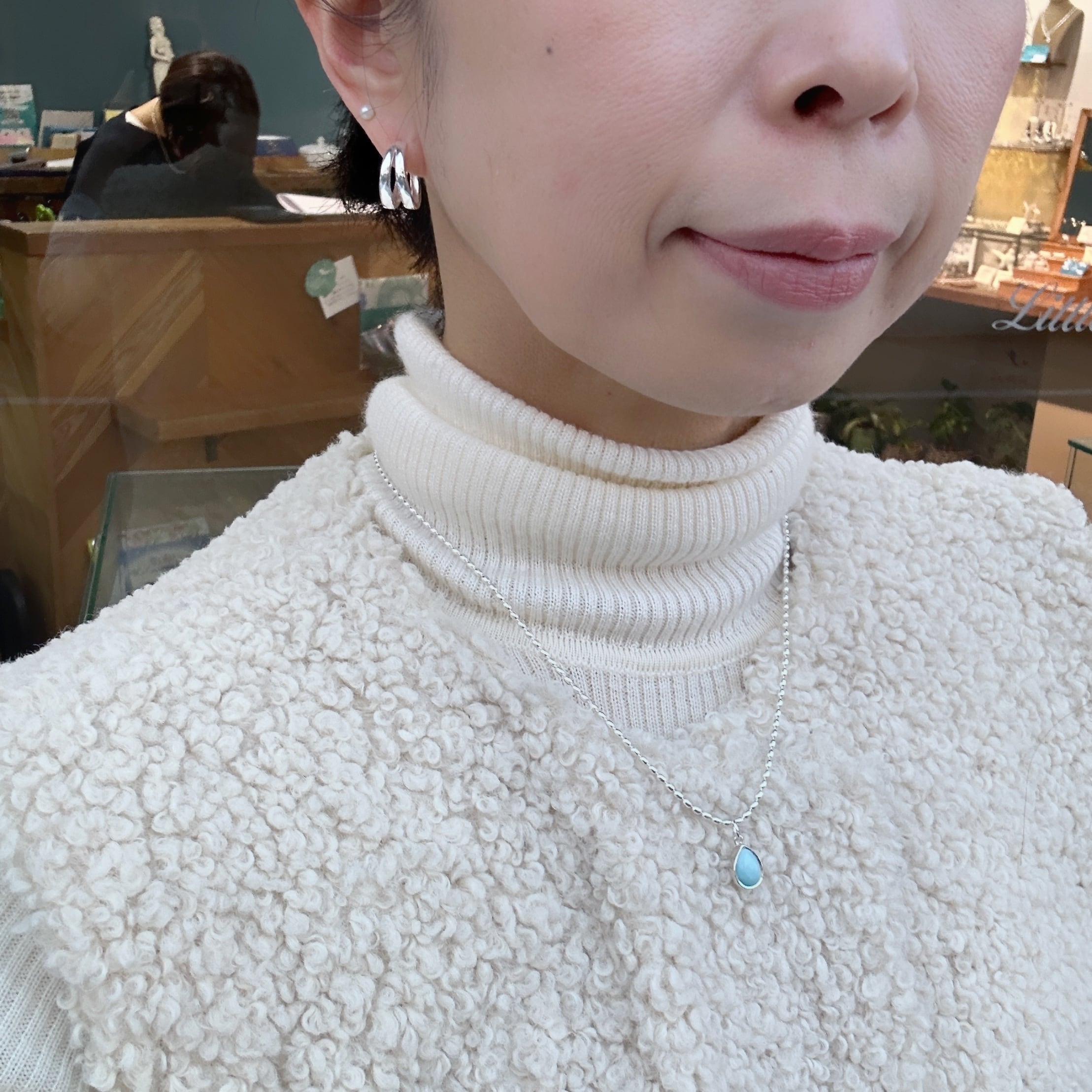 再入荷】Lagoon Original ラリマー シンプル ドロップ XS ペンダント w