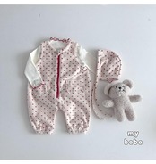 韓国子供服 / 26winter / my bebe / パウダーオーバーオール(ボンネットセット) / ベビー / 冬服 *S~M*