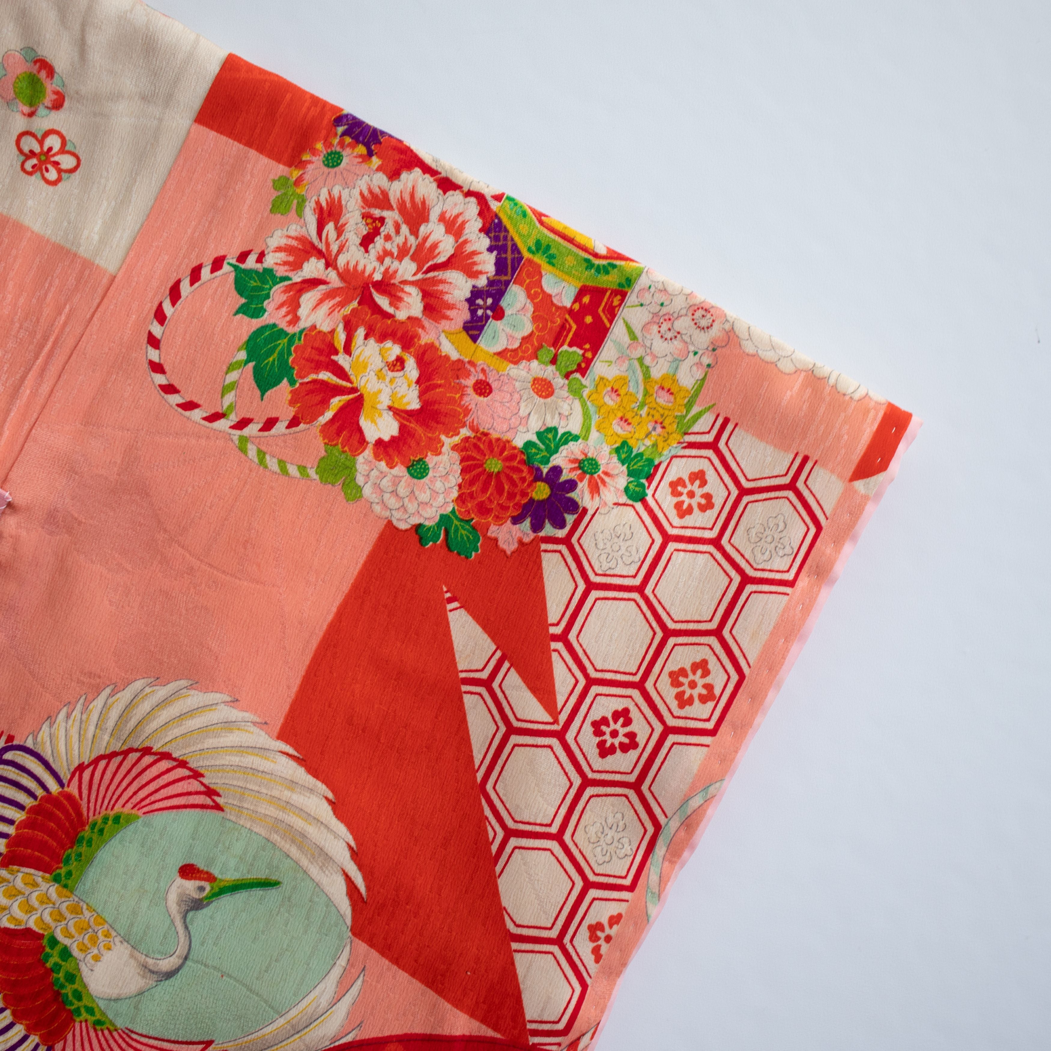 女の子被布style『桃花扇』/SS3018 (対応身長目安 腰揚げ無の場合 82㎝~86㎝) (腰揚げ有の場合 82㎝~90㎝)