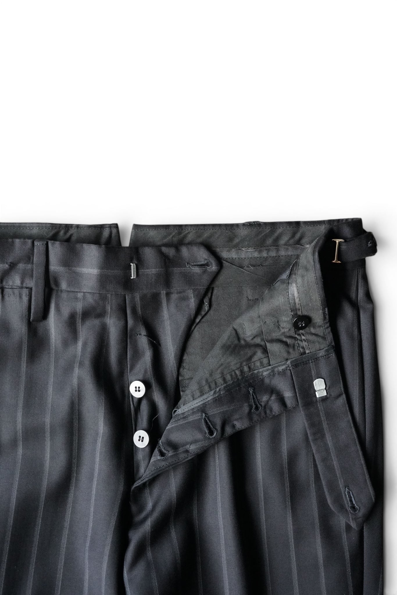 01SS “GUCCI” Stripe Pattern Wool Cashmere Side-Adjuster Slacks